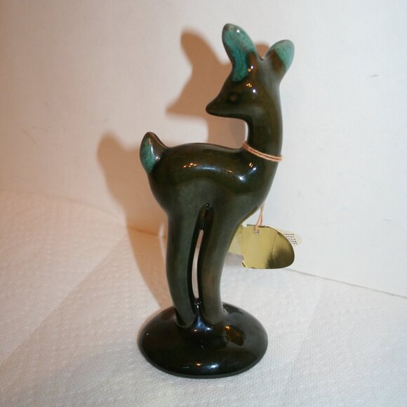 Deer MCM McMasters Red Clay Pottery * Red/Blue/Green Figurine - Picture 3 of 5